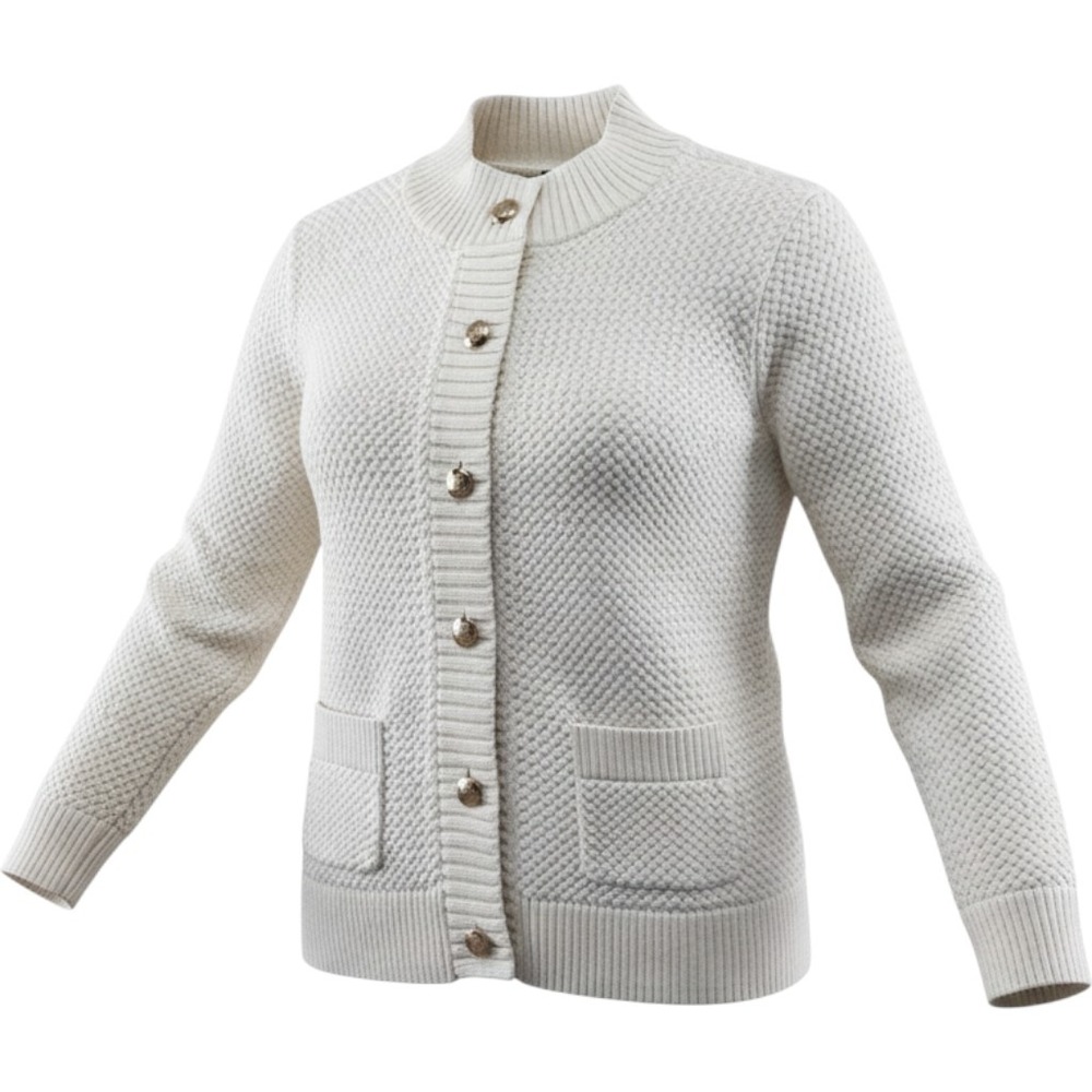 Talbots Cardigan Womens 2X Cream White Gold Button Basketweave Knit Sweater